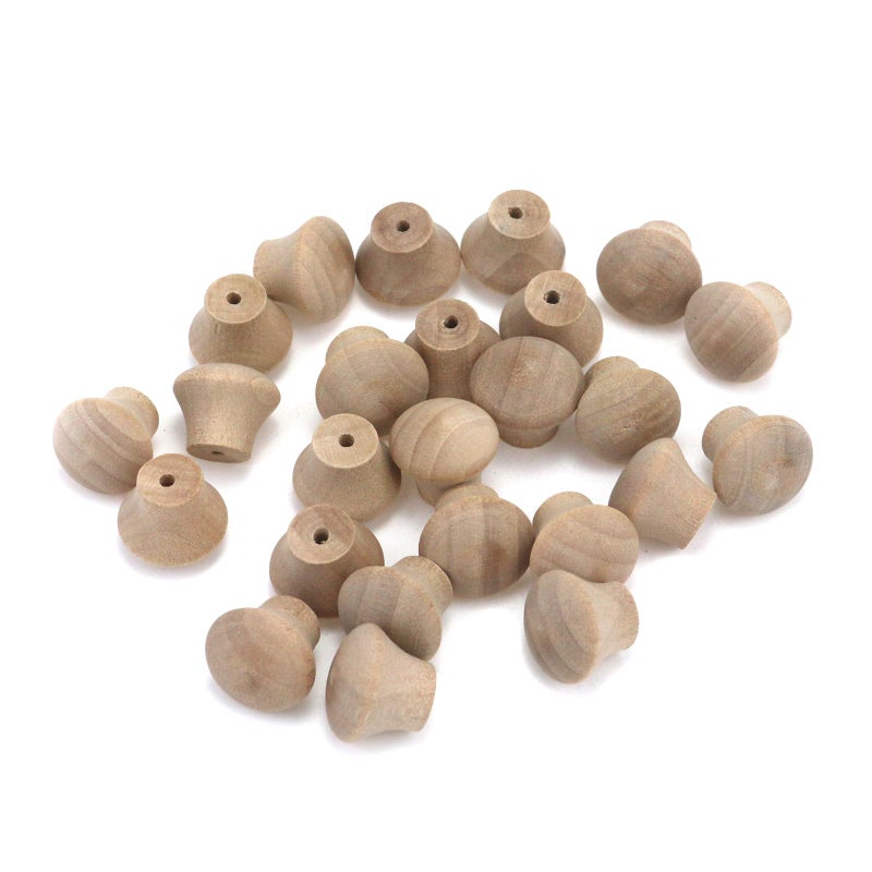 HNGSON 25Pcs Mini Handle Knobs Wood Drawer Knob Cabinet Hardware Unfinished Furniture Door Pull Knobs 0.69""  0.55"" - Image 4